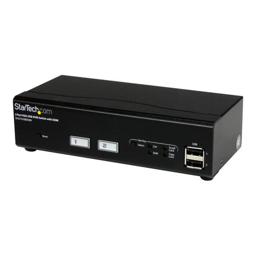 StarTech.com Switch KVM USB / VGA à 2 ports avec commutation rapide DDM et câbles - Commutateur écran clavier souris - 1920x1200 - Commutateur écran-clavier-souris/USB - 2 x KVM / USB - 1...