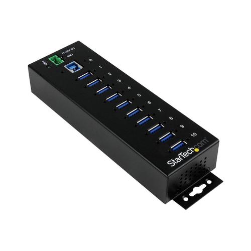 StarTech.com Hub USB 3.0 - 10 ports - Industriel Concentrateur USB - Avec protection contre surtensions/DES - Métal - Rail DIN - Alimenté - Concentrateur (hub) - 10 x SuperSpeed USB 3.0 - Montage...
