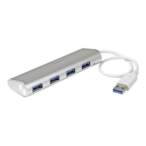StarTech.com Hub USB 3.0 compact à 4 ports avec câble intégré - Concentrateur USB 3.0 avec boîtier en aluminium - Argent - Concentrateur (hub) - 4 x SuperSpeed USB 3.0