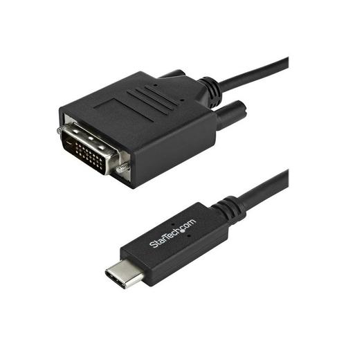 StarTech.com 3.3 ft / 1 m USB-C to DVI Cable - USB Type-C Video Adapter Cable - 1920 x 1200 - Black (CDP2DVIMM1MB) - Câble USB / DVI - 24 pin USB-C (M) pour DVI-D (M) - Thunderbolt 3 / USB 3.1 -...