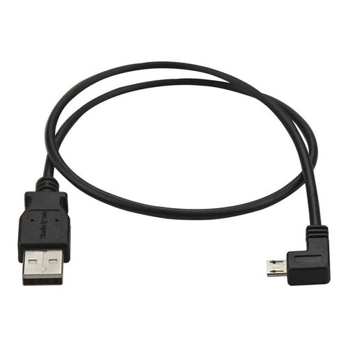 StarTech.com Câble USB vers Micro USB coudé à angle gauche de 50 cm - Cordon de charge / synchronisation Micro USB - 0,25 mm² - M/M - Noir - Câble USB - Micro-USB de type B (M) à angle gauche...