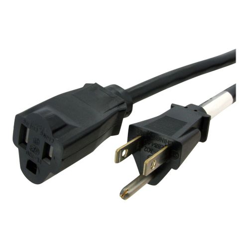 StarTech.com 1ft (0.3m) Short Extension Cord, NEMA 5-15R to NEMA 5-15P Black Extension Cord, 13A 125V, 16AWG, Outlet Extension Power Cable, NEMA 5-15R to NEMA 5-15P AC Computer Power Cord - UL...