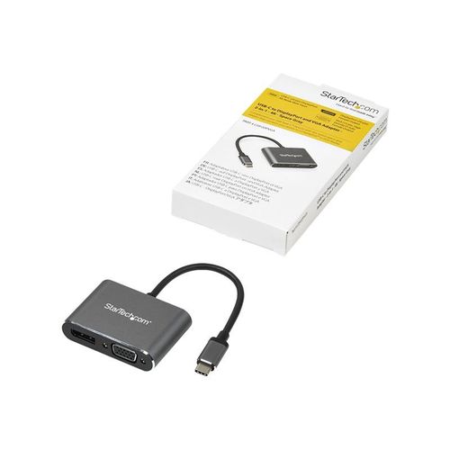 StarTech.com CDP2DPVGA Adaptateur multiport USB-C vers DisplayPort ou VGA - Adaptateur vidéo 2-en-1 - 4K 60 Hz - Aluminum - Adaptateur vidéo - 24 pin USB-C (M) pour HD-15 (VGA), DisplayPort (F) -...