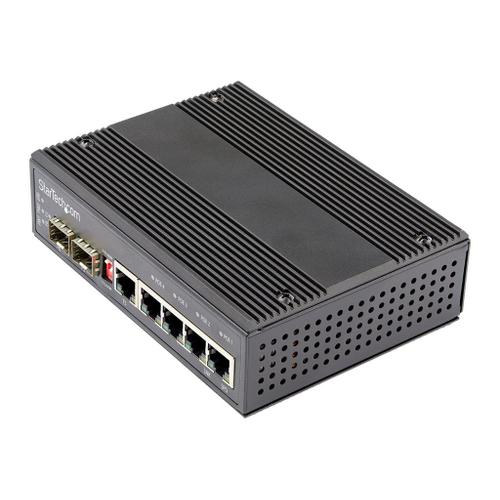 StarTech.com Switch Gigabit Ethernet Industriel 6 Ports - 4 PoE RJ45 + 2 Slots SFP 30W PoE+ 12-48VDC 10/100/1000 - Switch LAN Power Over Ethernet Robuste  -40C à 75C - Montage DIN (IES1G52UP12V)...