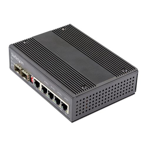 StarTech.com Switch Gigabit Ethernet Industriel 6 Ports - 4 PoE RJ45 + 2 Slots SFP 30W PoE+ 12-48VDC 10/100/1000 - Switch LAN Power Over Ethernet Robuste  -40C à 75C - Montage DIN (IES1G52UP12V)...