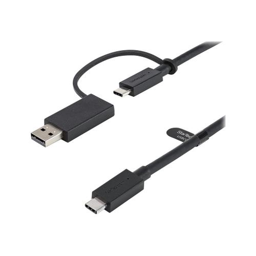 StarTech.com Câble USB-C avec Adaptateur USB-A 1m - Câble Hybride 2-en-1 USB C avec USB-A - USB-C vers USB-C (10Gbps/100W PD) - USB-A vers USB-C (5Gbps) - Idéal pour Dock Hybride (USBCCADP) -...