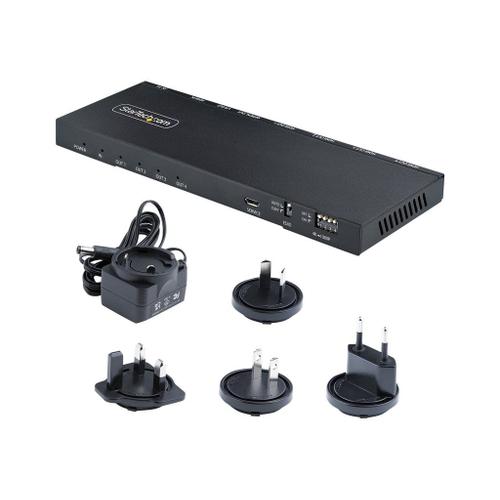 StarTech.com 4-Port HDMI Splitter, 4K 60Hz HDMI 2.0 Video, 1 In 4 Out HDMI Splitter, 4K HDMI Splitter w/Built-in Scaler, 3.5mm/Optical Audio Port, Durable Metal Housing, HDR/HDCP - 1x4 HDMI...