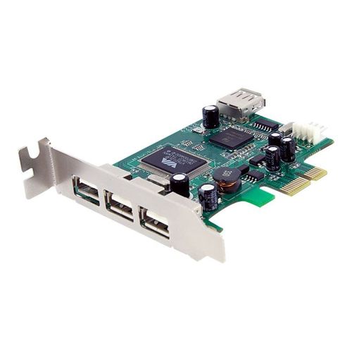 StarTech.com Carte contrôleur PCIe à 4 ports USB 2.0 - 3x USB A externe - 1x USB A interne - Adaptateur USB - PCIe profil bas - USB, USB 2.0 - 4 ports - pour P/N: ST4200MINI2