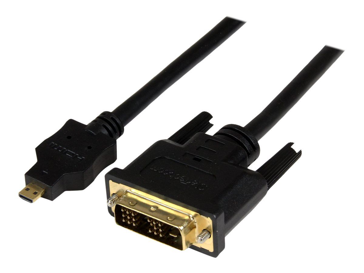 StarTech.com Câble Adaptateur Micro HDMI® vers DVI-D M/M pour Tablet et Smartphone, 1x Micro HDMI (Type D) Mâle, 1x DVI-D (18+1) Mâle - 2m - Câble adaptateur - DVI-D mâle pour 19 pin micro HDMI...