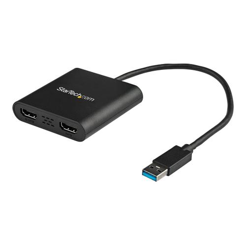 StarTech.com Adaptateur USB 3.0 vers double HDMI, 1x 4K 30Hz et 1x 1080p, carte vidéo et graphique externe, dongle adaptateur d'affichage double moniteur USB Type-A vers HDMI, prend en charge...