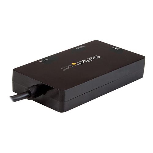 StarTech.com Adaptateur multiport USB-C vers HDMI, DVI ou VGA - Adaptateur vidéo - 24 pin USB-C mâle pour HD-15 (VGA), DVI-I, HDMI femelle - 15 cm - noir - convertisseur actif, prise en charge de...