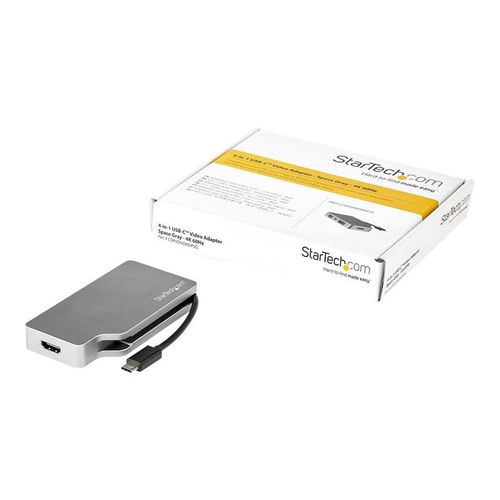 StarTech.com Adaptateur Multiport USB-C avec HDMI/VGA/Mini DisplayPort ou DVI - Convertisseur USB Type C vers HDMI 2.0 ou mDP 1.2 (4K60Hz) - VGA ou DVI (1080p) - Aluminium Gris Spatial...