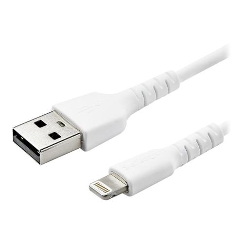 StarTech.com Câble USB-A vers Lightning Blanc Robuste 1m - Câble de Charge/Synchronisation de Type A vers Lightning en Fibre Aramide -  iPad/iPhone 12 - Certifié Apple MFi (RUSBLTMM1M) - Câble...