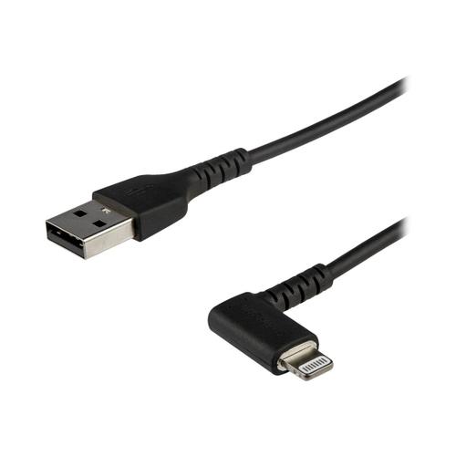 StarTech.com Câble USB-A vers Lightning Noir Robuste 1m Coudé à 90° - Câble de Charge/Synchronisation USB Type A vers Lightning en Fibre Aramide Résistante - Apple MFi - iPhone (RUSBLTMM1MBR) -...