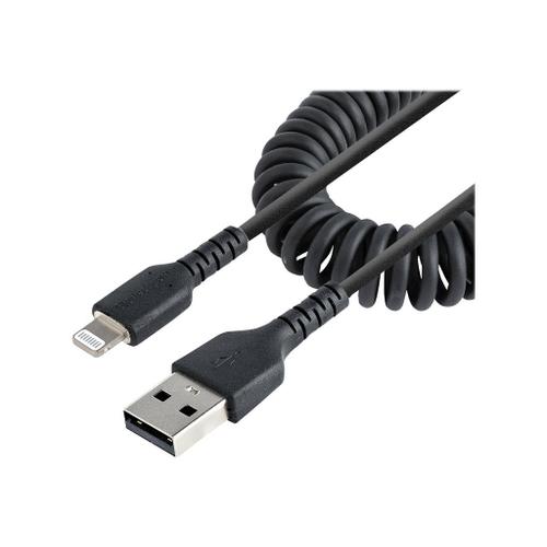 StarTech.com Câble USB vers Lightning de 1m - Certifié Mfi - Adaptateur USB Lightning Noir, Gaine en TPE - Cordon Chargeur Iphone/Lightning Spiralé en Fibre Aramide Très Résistant (RUSB2ALT1MBC)...