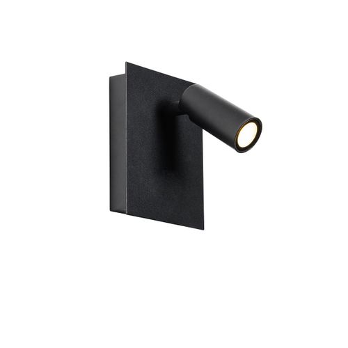 Qazqa Moderne Moderne Buiten Wandlamp Zwart Incl. Led Ip54 - Simon Acier Noir Rectangulaire / Extérieur / Jardin / Luminaire / Lumiere / Éclairage Led (Non Remplaçable) Max. 1 X 3.6 Watt