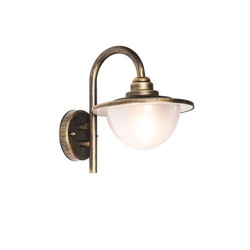 Qazqa Classique/Antique Klassieke Buiten Wandlantaarn Antiek Goud Ip44 - Bruges Acier Inoxydable /Plastique Doré/Laiton Rond / Extérieur / Jardin / Luminaire / Lumiere / Éclairage E27 Max. 1...