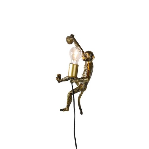 Qazqa Classique/Antique Vintage Wandlamp Goud - Animal Monkey Aluminium Doré/Laiton,Noir Autres / Luminaire / Lumiere / Éclairage / Intérieur / Salon / Cuisine E27 Max. 1 X 25 Watt