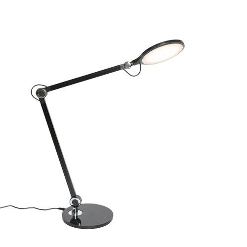 Qazqa Moderne Design Tafellamp Zwart Incl. Led Met Touch En Inductielader - Don Plastique Noir Rond / Lampe De Lecture / Luminaire / Lumiere / Éclairage / Intérieur / Salon Led (Non...