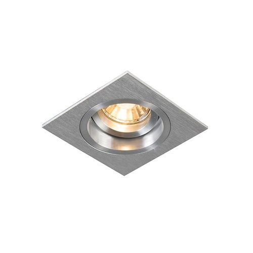 Qazqa Moderne Spot Encastré / Encastrable Carré Pivotant Et Inclinable En Aluminium - Mandrin Acier Aluminium Carré / Luminaire / Lumiere / Éclairage / Intérieur / Salon / Cuisine Gu10 Max....