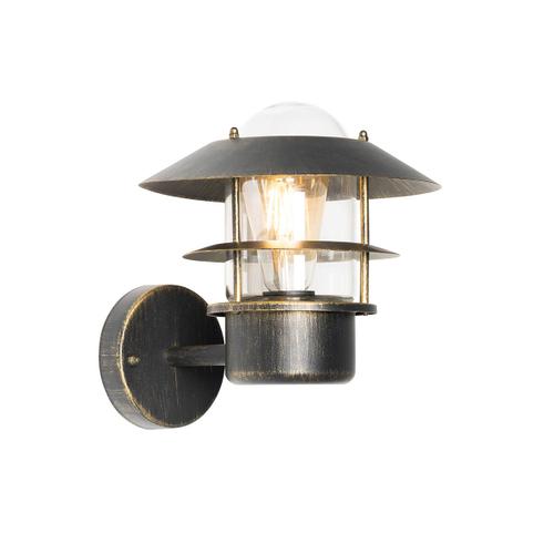 Qazqa Classique/Antique Vintage Buitenwandlamp Antiek Goud Ip44 - Prato Acier Inoxydable /Verre Doré/Laiton,Noir Rond / Extérieur / Jardin / Luminaire / Lumiere / Éclairage E27 Max. 1 X 40...