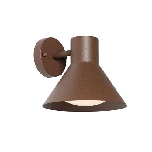 Qazqa Industriel Industriële Buitenwandlamp Roestbruin Kegel Ip44 - Natas Acier /Verre Brun Rouille Rond / Extérieur / Jardin / Luminaire / Lumiere / Éclairage E27 Max. 1 X 40 Watt