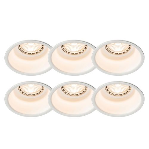Qazqa Design /Moderne Set Van 6 Inbouwspots Wit Rond - Dept Aluminium Blanc Rond / Luminaire / Lumiere / Éclairage / Intérieur / Salon / Cuisine Gu10 Max. 1 X 50 Watt