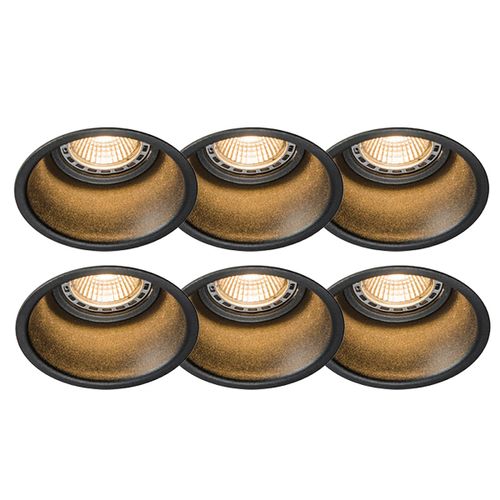 Qazqa Design Set Van 6 Inbouwspots Zwart Rond - Dept Aluminium Noir Rond / Luminaire / Lumiere / Éclairage / Intérieur / Salon / Cuisine Gu10 Max. 1 X 50 Watt