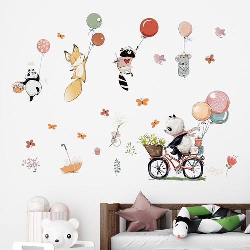 1pc Sticker Mural,panda ballons animaux Fleurs oiseaux,Autocollant Muraux  pour Chambre Enfants/Bébé,Sticker Mural pour Chambre Filles,Autocollants  Mural Animaux Fleurs de Salon Décor