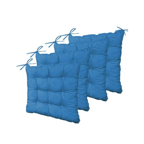 Lot De 4 Galettes De Chaise 40 X 40 Cm - Bleu Petrole
