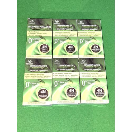 Enorme Lot De 6 Coloration Cheveux Permanente Mességué Châtain Naturel 4n 0% Cheveux Blancs Teinture Sans Ammoniaque Parabène Silicone Résorcine Pigments Purs Aux Extraits Végétaux - Kit Complet 