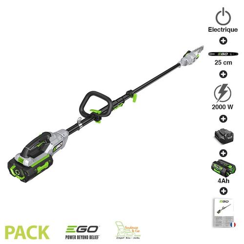 Pack perche élagueuse téléscopique batterie et chargeur inclus PS1000E à batterie EgoPower guide Oregon 25 cm