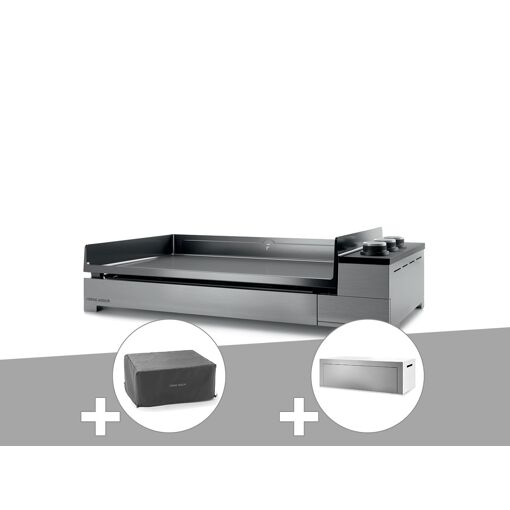 Plancha gaz Premium 75 inox avec housse et couvercle pour pl