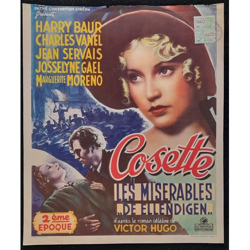 Les Misérables Jean Valjean * Film Pathé 1933 Raymond Bernard Avec Harry Baur ; Florelle ; Charles Vanel - Affiche De Cinéma Originale Belge 33x28 Cm - Belgian Movie Poster - Roman Victor Hugo