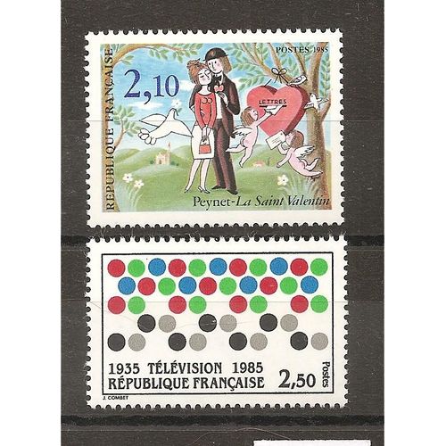2353 - 2354 (1985) 50e Ann. De La Télévision / Saint-Valentin Peynet N** (Cote 2,35e) (5326)