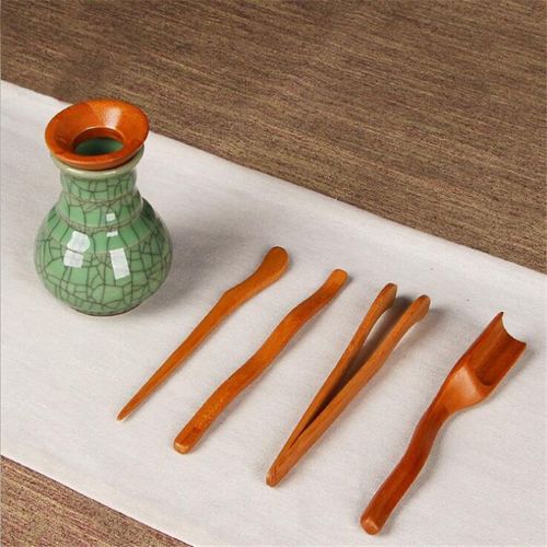 Service À Thé En Bois, Ensemble D'ustensiles De Cérémonie Du Thé, Cuillères À Thé En Bambou, Aiguille À Thé, Pincette, Passoire Tube À Pince 5 Pièces/Ensemble