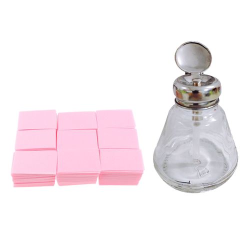 Bouteille Distributrice À Pompe Verrouillable En Verre De 150ml + 700x Lingettes Pour Vernis À Ongles 