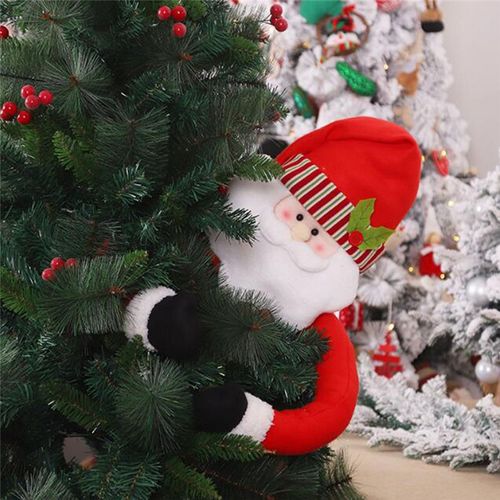 Rideau À Boucle Pour Noël, Poupée Mignonne, Père Noël, Bonhomme De Neige, Elk, Décorations De Noël