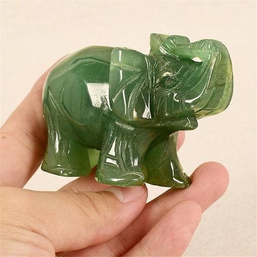 Statue Feng Shui d'éléphant porte-bonheur, Aventurine verte, Jade Ston, décoration de bureau, pierres de guérison Chakra