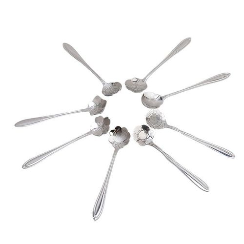 Ensemble De Longues Cuillères À Café En Forme De Fleurs De Cerisier, Accessoire Design En Acier Inoxydable Doré Pour Dessert, Thé, Café Et Boisson, Couvert Pour Mélanger, Style Vintage, Art De La Tabl
