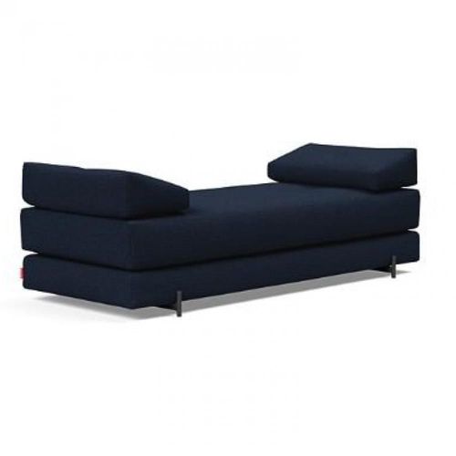 Méridienne Design Sigmund Indu Mixed Dance, Blue Convertible Lit 160*200 Cm Pieds Acier Noir