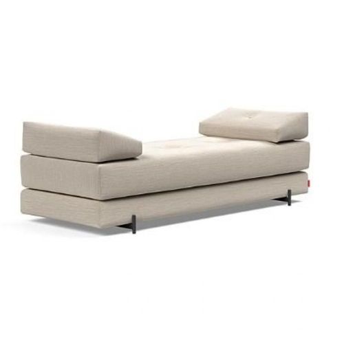 Méridienne Design Sigmund Indu Blida, Sand Grey Convertible Lit 160*200 Cm Pieds Acier Noir