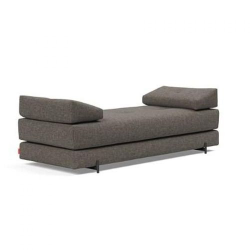 Méridienne Design Sigmund Indu Flashtex, Dark Grey Convertible Lit 160*200 Cm Pieds Acier Noir