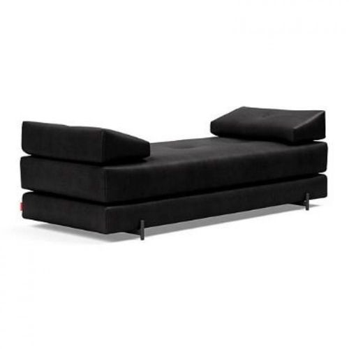 Méridienne Design Sigmund Indu Fanual, Black Convertible Lit 160*200 Cm Pieds Acier Noir