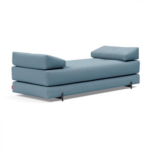 Méridienne Design Sigmund Indu Mixed Dance, Light Blue Convertible Lit 160*200 Cm Pieds Acier Noir