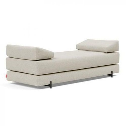 Méridienne Design Sigmund Indu Mixed Dance, Natural Convertible Lit 160*200 Cm Pieds Acier Noir