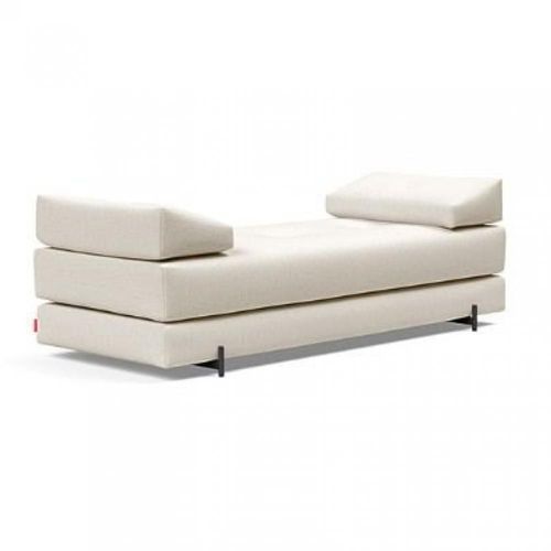 Méridienne Design Sigmund Indu Bouclé, Off White Convertible Lit 160*200 Cm Pieds Acier Noir