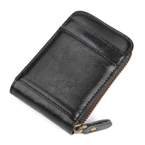 Porte-Cartes Rfid Cuir Véritable Noir