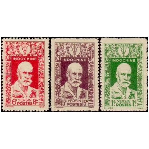 Indochine (Actuel Vietnam), Colonie Française 1943, Beaux Timbres Yvert 286, 287 Et 291, Alexandre Yersin, Neufs*