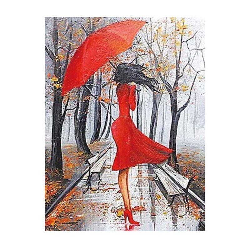 Acheter Peinture diamant 5D pour amoureux sous parapluie rouge